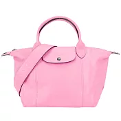 LONGCHAMP LE PLIAGE CUIR系列小羊皮寬背帶兩用水餃包(小) 粉紅