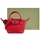 LONGCHAMP LE MINI PLIAGE CUIR系列小羊皮斜背水餃包(超迷你) 紅