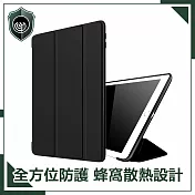 【穿山盾】2021 iPad 9 10.2吋蜂窩散熱三折保護殼套 黑