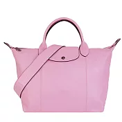 LONGCHAMP LE PLIAGE CUIR系列小羊皮寬背帶兩用水餃包(中) 粉紅