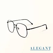 【ALEGANT】松露黑幾何多邊文青金屬光學鏡框UV400濾藍光眼鏡