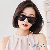 【ALEGANT】潮流烤漆黑方框可彎折鏡腳全罩式寶麗來偏光墨鏡/外掛式UV400太陽眼鏡/包覆套鏡