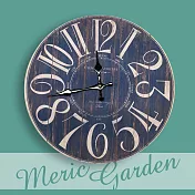 【Meric Garden】風格仿舊裝飾壁掛式時鐘/壁鐘/掛鐘 藍色數字