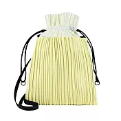 ISSEY MIYAKE 三宅一生 PP SQUARE PLEATS BAG束口斜揹包- 嫩黃