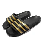 adidas 拖鞋 Adilette Aqua 套腳 男女鞋 愛迪達 輕便 情侶穿搭 避震泡棉 黑 金 EG1758 26.5cm BLACK/GOLD