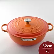 Le Creuset 典藏媽咪鑄鐵鍋 32cm 7L 火焰橘 法國製 媽咪鍋 炒鍋 燉鍋 湯鍋 (電磁爐 IH爐可用)