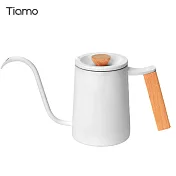 Tiamo 質感櫸木方把手細口壺 600ml - 霧白(HA1652WH)