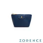 ZODENCE CUFF進口牛皮袖釦鑰匙零錢包 深藍