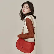 ZODENCE HAN義大利植鞣革不對稱斜背包 橘紅