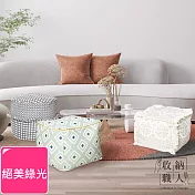 【收納職人】簡約北歐ins風棉線編織坐墩/沙發凳/懶人矮凳 絕美綠光