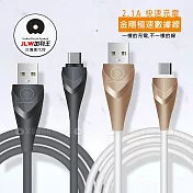 加利王WUW Type-C USB 金剛耐拉極速傳輸充電線(X72)1M 香檳金