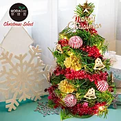 摩達客耶誕_台製迷你1尺(30cm)裝飾聖誕樹(木質小鐘系)+LED20燈銅線燈(暖白光/USB電池兩用充電)(本島免運費)