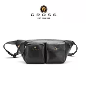 【CROSS】台灣總經銷 限量1折 頂級小牛皮腰包斜肩包 諾雅系列 全新專櫃展示品 (黑色)
