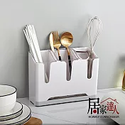 【居家達人】簡約系壁掛式分格餐具/筷子筒瀝水收納架 白色