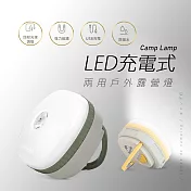 【JP嚴選-捷仕特】LED充電式兩用戶外露營燈 灰綠色