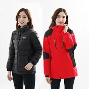 【遊遍天下】中性款二件式GlobeTex防水透濕鋁點外套+無車縫羽絨外套(GJ25013) XL 紅色