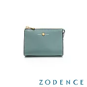ZODENCE FLIP雙面牛皮拉鍊零錢包 樸綠