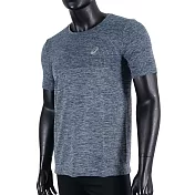 Asics Shirts [2011A784-405] 男 短袖 涼感 無縫 運動 訓練 慢跑 反光 柔軟 舒適 麻灰藍 S 藍
