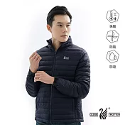 【遊遍天下】男款防潑水防風保暖立領90%羽絨外套(GJ22001) L 丈青