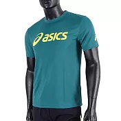 Asics T-Shirts [K31415-82] 男 短袖 T恤 運動 透氣 排汗 吸濕 快乾 抗UV 台灣製 綠 S 綠/黃