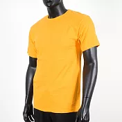 Champion [T425-24C] 男 短袖上衣 T恤 美規 高磅數 純棉 舒適 休閒 圓領 純色 穿搭 橘黃 L 黃