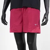 Mizuno [J2TB075565] 女 短褲 路跑 運動 休閒 舒適 透氣 彈性 雙層 內裡褲 紅 S 紅/銀