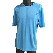 Asics T-Shirts [K11615-42] 男女 短袖 T恤 運動 排汗 吸濕 快乾 柔軟 舒適 台灣製 水藍 S 水藍/銀