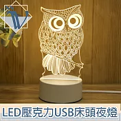Viita 聖誕/生日/交換禮物創意LED壓克力USB床頭夜燈 北歐貓頭鷹