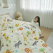 《BUHO》天然嚴選純棉雙人三件式床包組 《無憂野林》