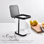【Homely Zakka】日式簡約鐵藝廚房迷你翻蓋桌面垃圾桶/收納架 黑色