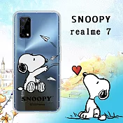 史努比/SNOOPY 正版授權 realme 7 5G 漸層彩繪空壓手機殼(紙飛機)