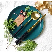 【KUAI ZHU】台箸不銹鋼餐具組-香檳金系列1組 曜石黑