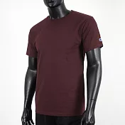 Champion [T425-83C] 男 短袖上衣 T恤 美規 高磅數 純棉 舒適 休閒 圓領 純色 穿搭 棗紅 L 酒紅