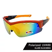 【SUNS】REVO電鍍 運動偏光眼鏡 防霧排熱孔 PC防爆鏡片 防眩光 抗UV400 81298 亮橘框/REVO橘