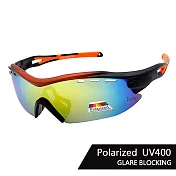 【SUNS】REVO電鍍 運動偏光眼鏡 防霧排熱孔 PC防爆鏡片 防眩光 抗UV400 82203 黑橘框/REVO橘