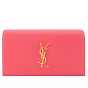 YSL 簡單LOGO立體翻蓋手拿包- 桃粉