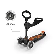 【Micro 滑板車】Maxi 3in1 Deluxe LED輪 兒童滑板車/滑步車- 黑橘