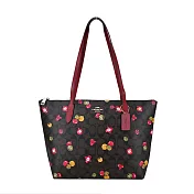 COACH 立體馬車鈴鐺印花托特包- 棕黑