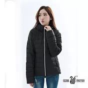 【遊遍天下】女款防風防潑水鋁點蓄熱保暖90%羽絨外套(GJ22034) XL 黑色