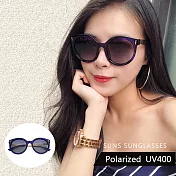 【SUNS】時尚名媛偏光墨鏡 簡約金屬框 寶麗來太陽眼鏡 防眩光 抗UV400 62827 藍框灰片