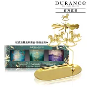 DURANCE朵昂思 香氛蠟燭三入組[冷松林間+原野覆盆子+戀戀情深]+歐式浪漫旋轉風車燭台-節慶限定版-公司貨