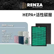 RENZA 適用 Coway AP-1019C 積木機 白/粉/綠/海軍藍/龜背葉 完美雙禦空氣清淨機 抗菌HEPA性碳濾網 濾芯