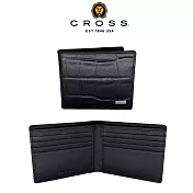 【CROSS】臺灣總經銷 限量2折 頂級小牛皮鱷魚紋8卡男用皮夾 全新專櫃展示品 (黑色 贈禮盒提袋)