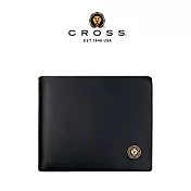 【CROSS】臺灣總經銷 限量2折 頂級小牛皮素面LOGO8卡男用皮夾 全新專櫃展示品 (黑色 贈禮盒提袋)