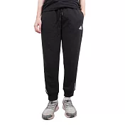 Adidas W 3S FT C 78PT [HD4309] 女 長褲 運動 休閒 基本款 舒適 棉質 三線條 黑白 M 黑/白