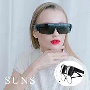 【SUNS】寶麗來偏光太陽眼鏡 上翻式墨鏡(可套式) 男女適用 偏光套式墨鏡 防眩光 抗UV400 鋁紫框