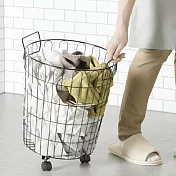 【take a rest the north land】日本製燕三條鋼製附輪收納籃(兩色任選/洗衣籃/髒衣籃)  黑色