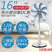 【禾聯HERAN】16吋奈米銀抑菌DC風扇 HDF-16AH76B 藍