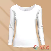 3M-佳立適-升溫蓄熱保暖衣-無染系列(奈納鍺)-女寬口U領-白色 XL 白色