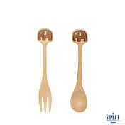 【SPICE】日本 PETIT’S MAMAN 兒童 天然木頭叉子&湯匙套組- 大象